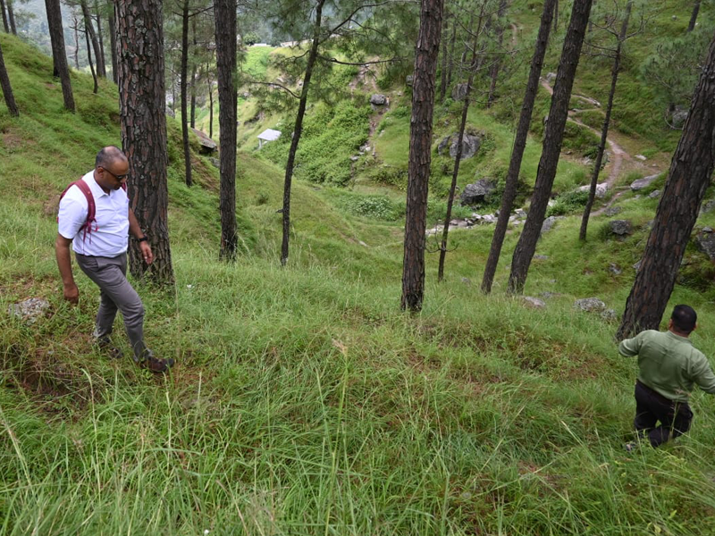 Checking hillslope trenching in Uttarakhand